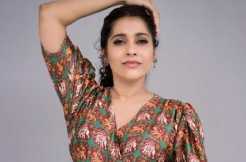 Glam Shots : Rashmi dazzles in deep V neck dress