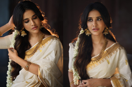 Glam Shot : Nabha Natesh looks gorgeous in Kasavu Saree