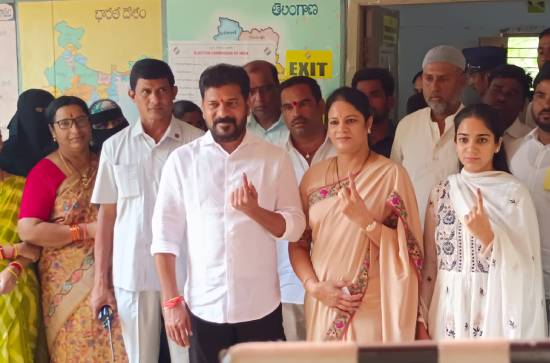 Telangana CM Revanth Reddy casts vote in Kodangal