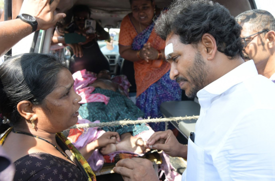 Jagan meets patient who came in Ambulance to see him