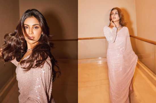 Glam Shot : Virupaksha girl slays in shimmer saree and a sizzling jawline