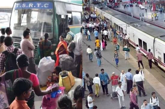 TG Polls: Massive crowds at bus stands, railway stations
