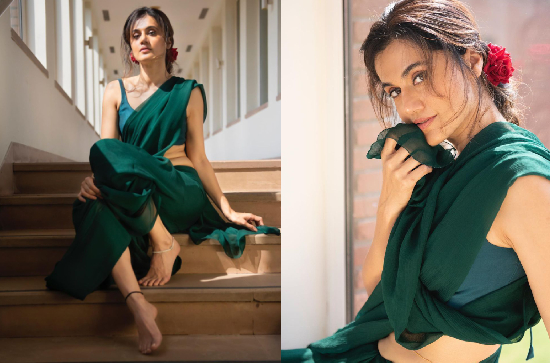 Glam Shot: Tapsee's Folds In Saree Look